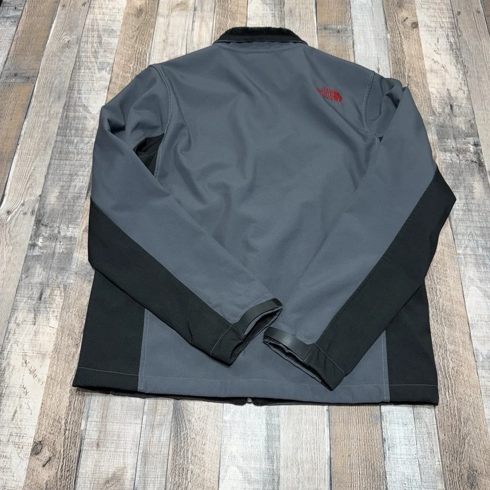 The North Face Soft Shell Jacket Mens Medium Gray Red Full Zip Fleece Lined